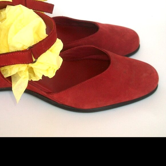 Arche France Eco-Friendly Red Nubuck Mary Jane Wedge Comfort Flats 40M 9M - Picture 4 of 8
